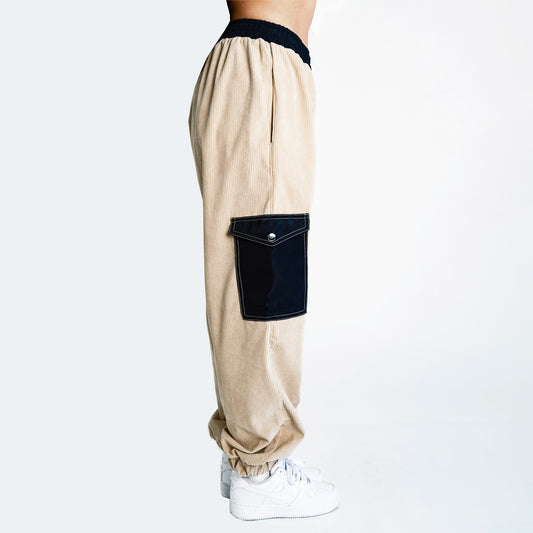 Pantalón Cargo Pana Beige
