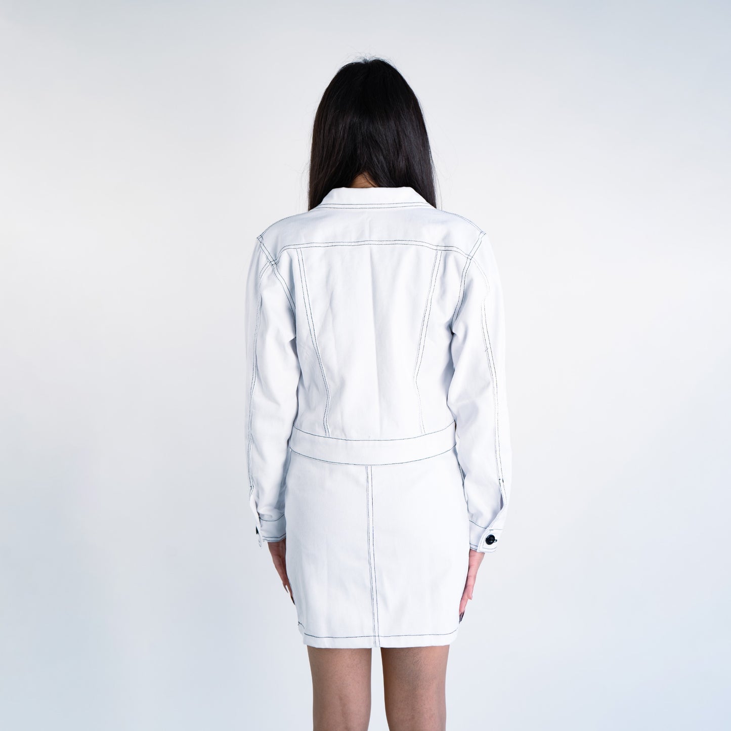 Contrast Stitch Jacket - White