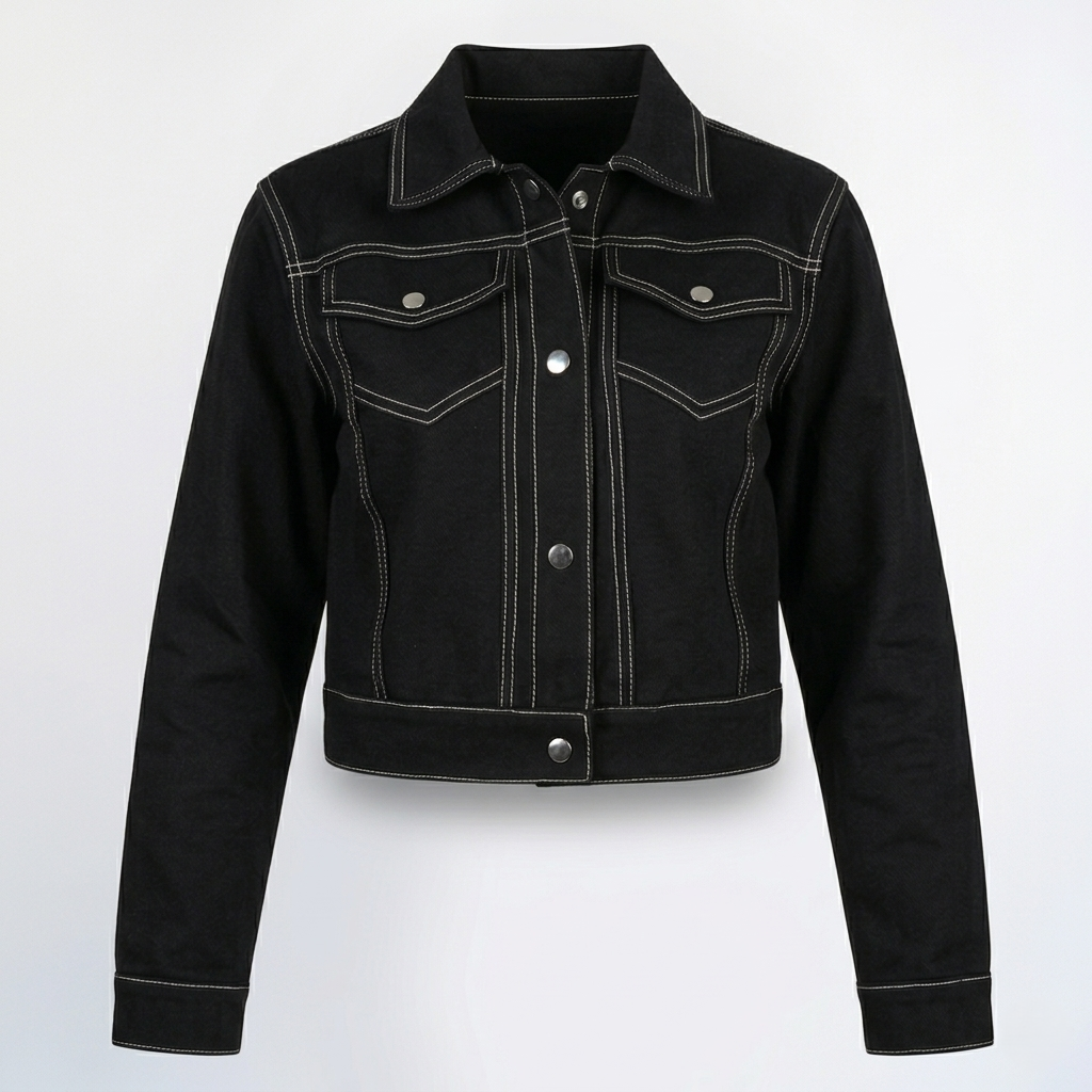 Contrast Stitch Jacket - Black