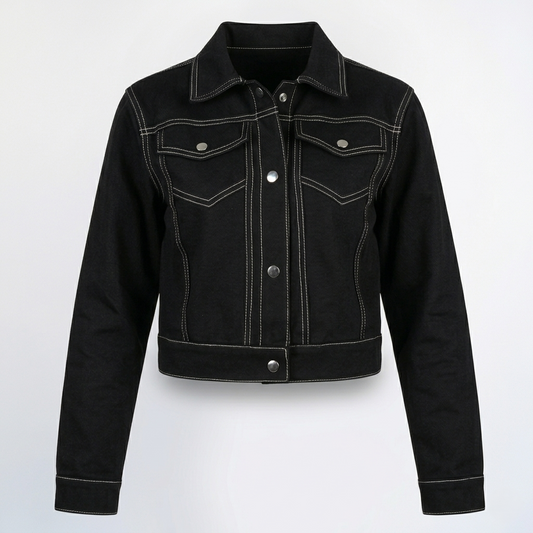 Contrast Stitch Jacket - Black